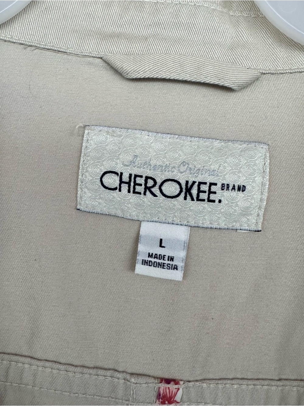 Cherokee Beige Utility Jacket with Button Front - Picture 3 of 5
